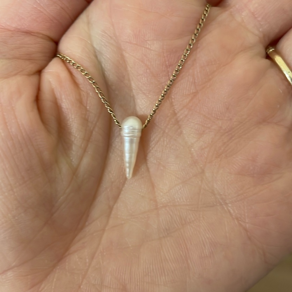 Gold fill pearl spike necklace